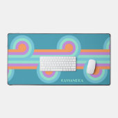 Blauwgroen Turquoise Blauw Sinaasappel Paarse Retr Bureaumat (Keyboard & Muis)