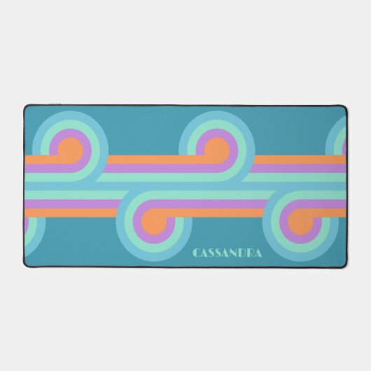 Blauwgroen Turquoise Blauw Sinaasappel Paarse Retr Bureaumat (Voorkant)