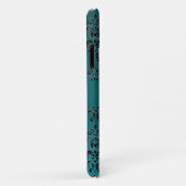 BLAUWGROEN TURQUOISE BLAUWE DAMASK rood zwart Case-Mate iPhone Case (Achterkant/rechts)