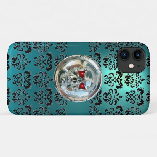 BLAUWGROEN TURQUOISE BLAUWE DAMASK rood zwart Case-Mate iPhone Case (Achterkant (horizontaal))