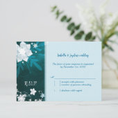 Blauwgroen Turquoise Bling Winter Wedding RSVP (Staand voorkant)