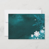 Blauwgroen Turquoise Bling Winter Wedding RSVP (Achterkant)