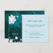 Blauwgroen Turquoise Bling Winter Wedding RSVP (Voorkant / Achterkant)