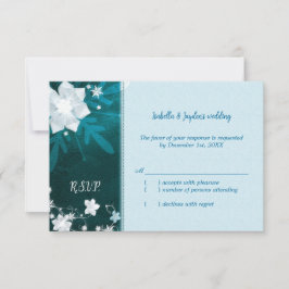 Blauwgroen Turquoise Bling Winter Wedding RSVP Kaartje