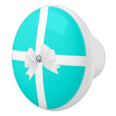 Blauwgroen Turquoise Blue & Bow Chic Keramische Knop (Rechts)