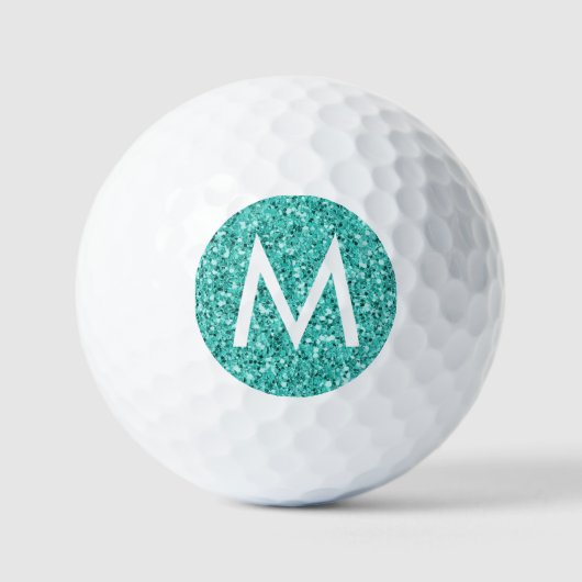 Blauwgroen Turquoise Blue Gepersonaliseerd Initiaa Golfballen (Voorkant)