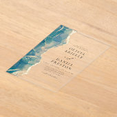 Blauwgroen Turquoise Blue Gold Agate Elegant Huwel Acryl Uitnodigingen (Laagn)