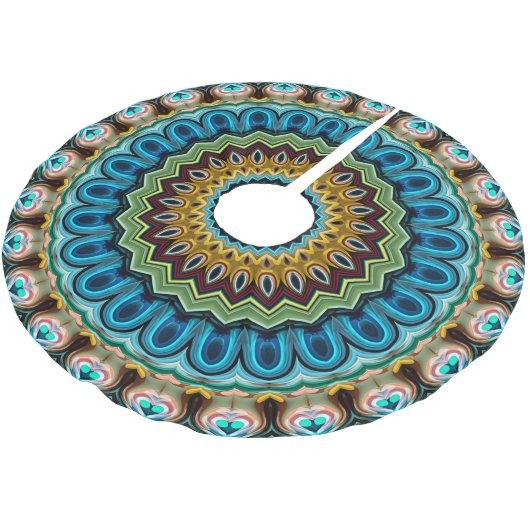 Blauwgroen Turquoise Blue Green Mandala Star Patte Kerstboom Rok (Gekanteld)