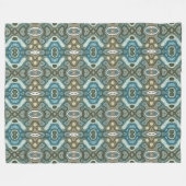 Blauwgroen Turquoise Blue Grey Brown Hip Bohemian  Fleece Deken (Voorkant (Horizontaal))