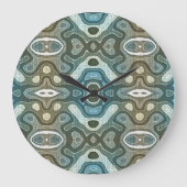 Blauwgroen Turquoise Blue Grey Brown Hip Bohemian  Grote Klok (Voorkant)