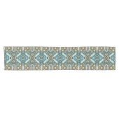 Blauwgroen Turquoise Blue Grey Brown Hip Bohemian Korte Tafelloper (Horizontaal)