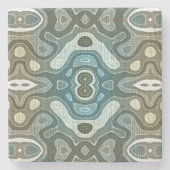 Blauwgroen Turquoise Blue Grey Brown Hip Bohemian  Stenen Onderzetter (Voorkant)