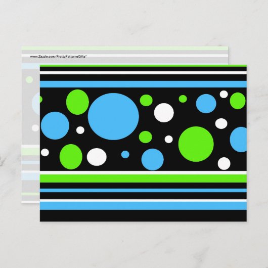 Blauwgroen Turquoise Blue Lime Green Stripes Polka Briefkaart (Voorkant / Achterkant)