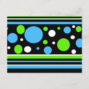 Blauwgroen Turquoise Blue Lime Green Stripes Polka Briefkaart