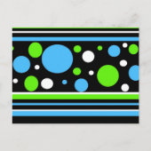 Blauwgroen Turquoise Blue Lime Green Stripes Polka Briefkaart (Voorkant)
