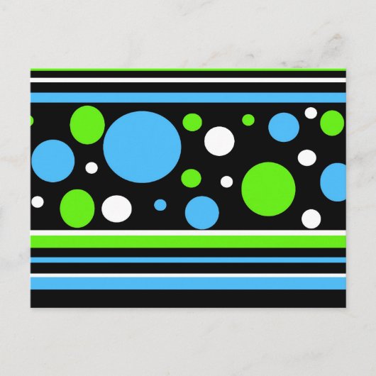 Blauwgroen Turquoise Blue Lime Green Stripes Polka Briefkaart (Voorkant)