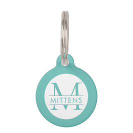 Blauwgroen Turquoise Blue Monogram Huisdierpenning