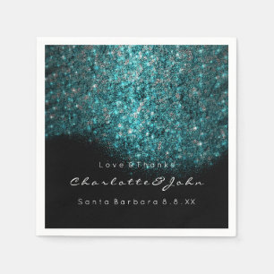 Blauwgroen Turquoise Blue White Confetti Sequin1 Servetten