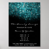 Blauwgroen Turquoise Blue White Confetti Sequin Poster (Voorkant)