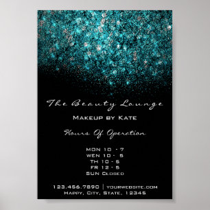 Blauwgroen Turquoise Blue White Confetti Sequin Poster