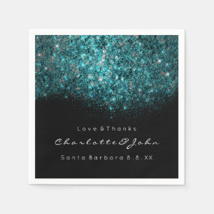 Blauwgroen Turquoise Blue White Confetti Sequin Servet