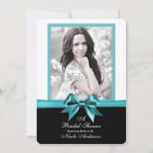 Blauwgroen Turquoise Bow Foto Vrijgezellenfeest Kaart (Voorkant)
