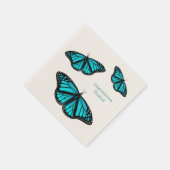 blauwgroen turquoise butterflies gepersonaliseerd servet (Hoek)