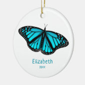 blauwgroen turquoise butterfly gepersonaliseerd keramisch ornament (Links)