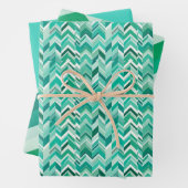 Blauwgroen turquoise chevron inpakpapier vel (In situ)