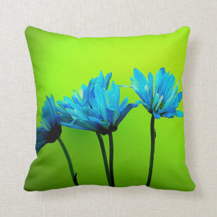 Blauwgroen Turquoise Daisies Flowers Lime Green Pi Kussen