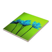 Blauwgroen Turquoise Daisies op Lime Green Flowers Tegeltje (Zijkant)