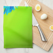 Blauwgroen Turquoise Daisies op Lime Green Flowers Theedoek (Quarter Fold)