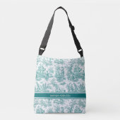  blauwgroen turquoise de jouy bedrukt crossbody tas (Voorkant)