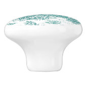  blauwgroen turquoise de jouy bedrukt keramische knop (Zijkant)