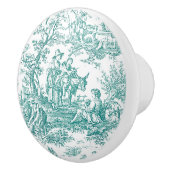  blauwgroen turquoise de jouy bedrukt keramische knop (Rechts)