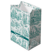 blauwgroen turquoise de jouy medium cadeauzakje (Voorkant Gekanteld)