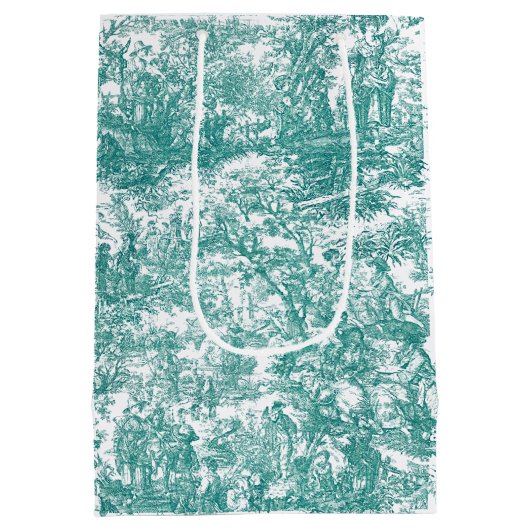  blauwgroen turquoise de jouy medium cadeauzakje (Achterkant)