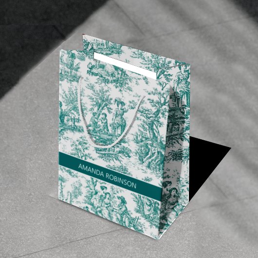 blauwgroen turquoise de jouy medium cadeauzakje