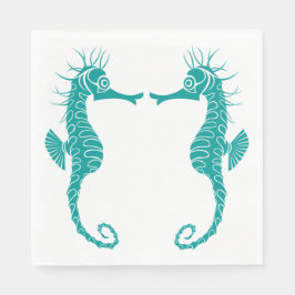 Blauwgroen Turquoise Details Seahorse Beach Weddin Servet