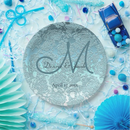 Blauwgroen Turquoise Elegant Wedding Reception Mon Papieren Bordje (Feest)