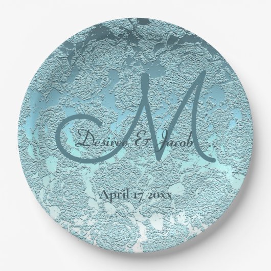 Blauwgroen Turquoise Elegant Wedding Reception Mon Papieren Bordje (Voorkant)