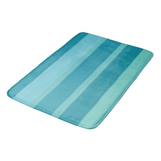 Blauwgroen turquoise en Aqua Stripes Badmat (Gekanteld)