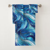 Blauwgroen, turquoise en blauwe handdoekset bad handdoek (Insitu)