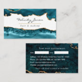 Blauwgroen - Turquoise en Gold Agate Business Afsprakenkaartje (Voorkant / Achterkant)