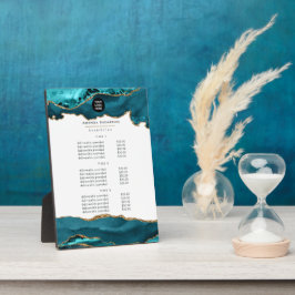 Blauwgroen - Turquoise en Gold Agate Business Fotoplaat