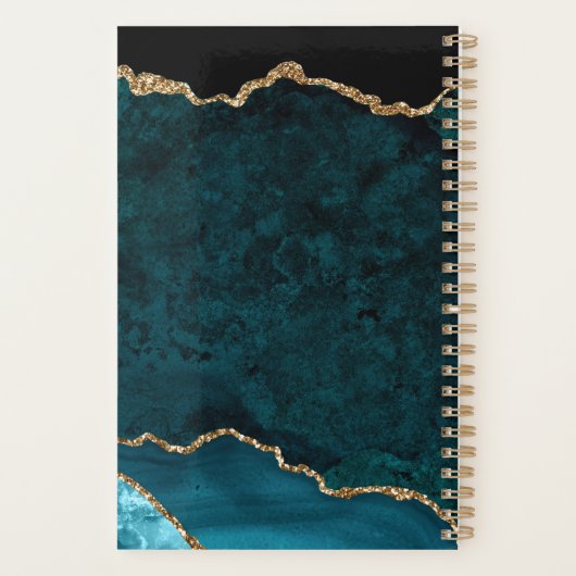 Blauwgroen - Turquoise en Gold Agate Business Plan Planner (Achterkant)