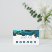 Blauwgroen - Turquoise en Gold Agate Klantenkaartje (Staand voorkant)
