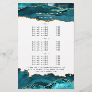 Blauwgroen - Turquoise en Gold Agate Stone Service Flyer
