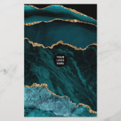 Blauwgroen - Turquoise en Gold Agate Stone Service Flyer (Achterkant)