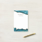 Blauwgroen - Turquoise en Gold Geode Agate Corpora Post-it® Notes (Op bureau)
